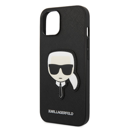 Etui na Apple iPhone 14 Plus, Karl Lagerfeld, Saffiano Karl's Head, Czarne