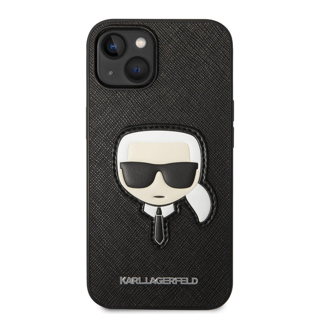 Etui na Apple iPhone 14 Plus, Karl Lagerfeld, Saffiano Karl's Head, Czarne