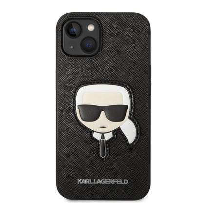 Etui na Apple iPhone 14 Plus, Karl Lagerfeld, Saffiano Karl's Head, Czarne