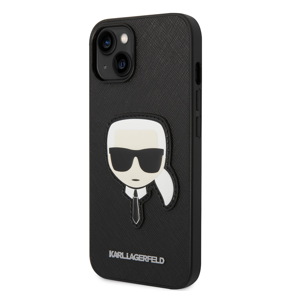 Etui na Apple iPhone 14 Plus, Karl Lagerfeld, Saffiano Karl's Head, Czarne