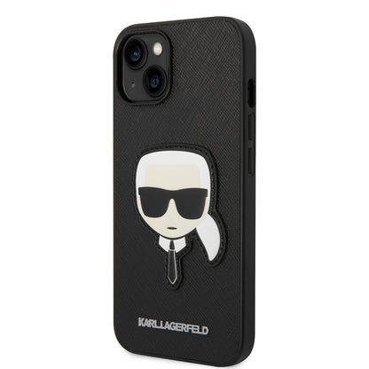 Etui na Apple iPhone 14 Plus, Karl Lagerfeld, Saffiano Karl's Head, Czarne