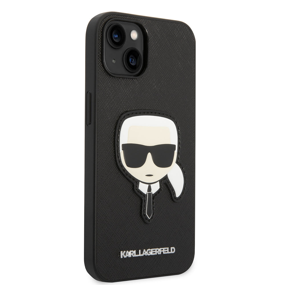 Etui na Apple iPhone 14 Plus, Karl Lagerfeld, Saffiano Karl's Head, Czarne