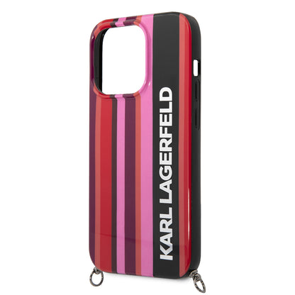 Etui na Apple iPhone 14 Pro, Karl Lagerfeld, Color Stripes with Strap, Różowy