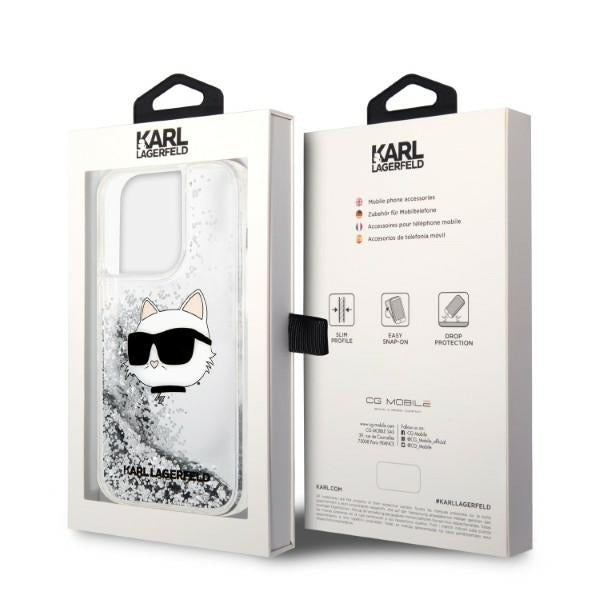 Etui na Apple iPhone 14 Pro, Karl Lagerfeld, Glitter Choupette's Head, Srebrne