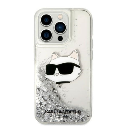 Etui na Apple iPhone 14 Pro, Karl Lagerfeld, Glitter Choupette's Head, Srebrne