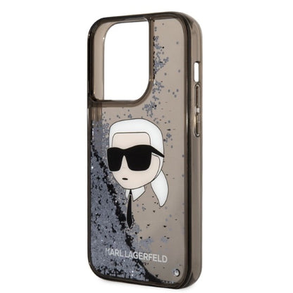 Etui na Apple iPhone 14 Pro, Karl Lagerfeld, Glitter Karl's Head, Czarne