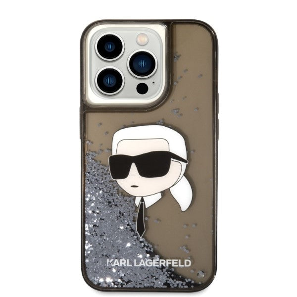 Etui na Apple iPhone 14 Pro, Karl Lagerfeld, Glitter Karl's Head, Czarne