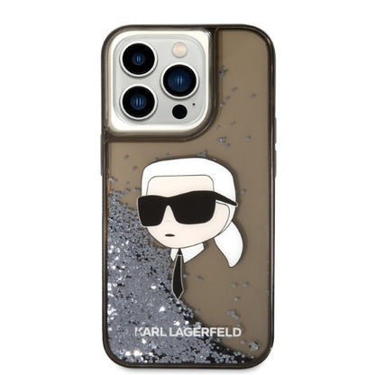 Etui na Apple iPhone 14 Pro, Karl Lagerfeld, Glitter Karl's Head, Czarne