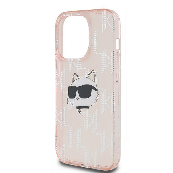 Etui na Apple iPhone 14 Pro, Karl Lagerfeld, IML Luxury Monogram Choupette's Head, Różowy