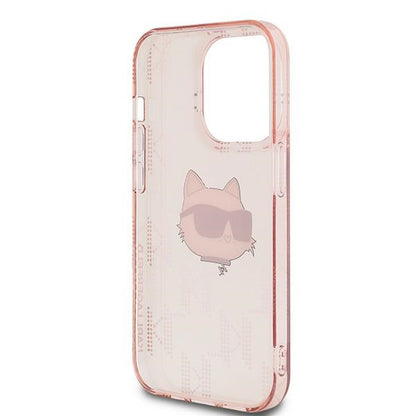 Etui na Apple iPhone 14 Pro, Karl Lagerfeld, IML Luxury Monogram Choupette's Head, Różowy