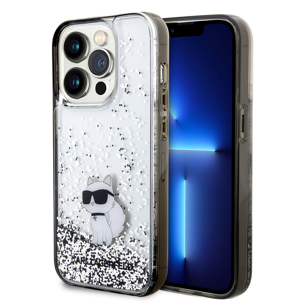 Etui na Apple iPhone 14 Pro, Karl Lagerfeld, Liquid Glitter Choupette, Przezroczyste