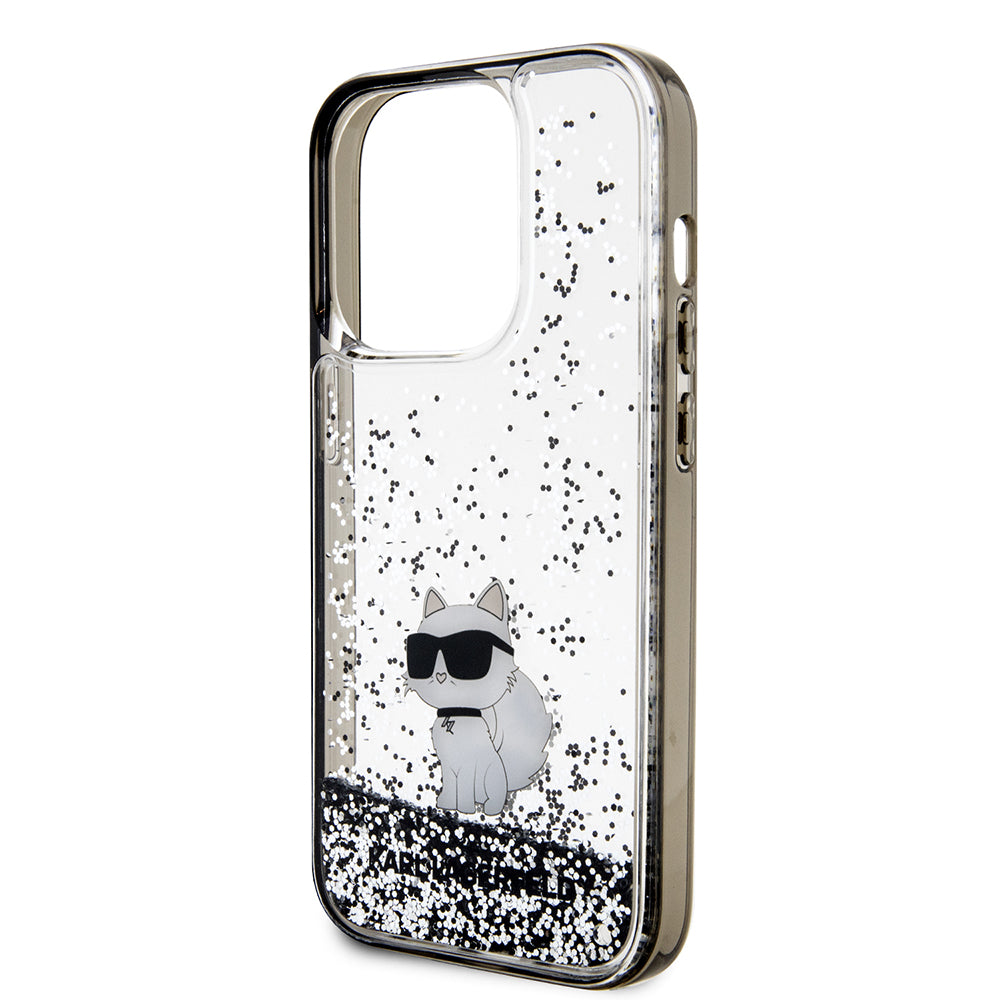 Etui na Apple iPhone 14 Pro, Karl Lagerfeld, Liquid Glitter Choupette, Przezroczyste