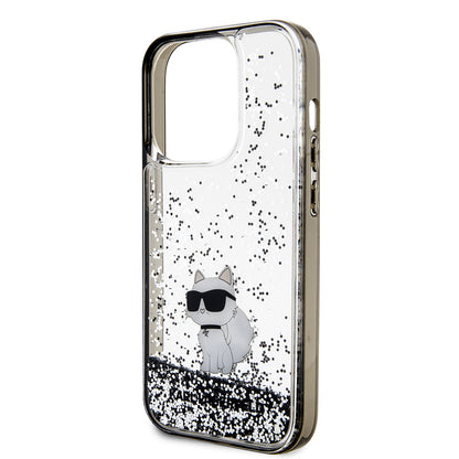 Etui na Apple iPhone 14 Pro, Karl Lagerfeld, Liquid Glitter Choupette, Przezroczyste