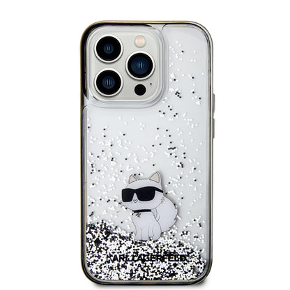 Etui na Apple iPhone 14 Pro, Karl Lagerfeld, Liquid Glitter Choupette, Przezroczyste