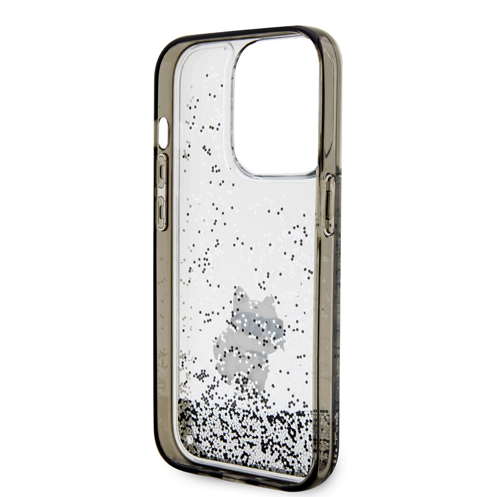 Etui na Apple iPhone 14 Pro, Karl Lagerfeld, Liquid Glitter Choupette, Przezroczyste