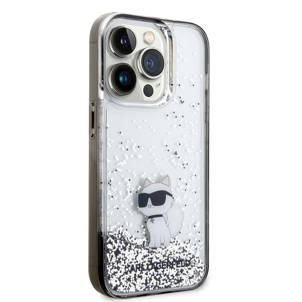 Etui na Apple iPhone 14 Pro, Karl Lagerfeld, Liquid Glitter Choupette, Przezroczyste