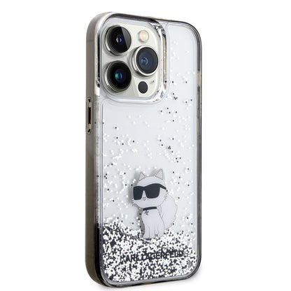 Etui na Apple iPhone 14 Pro, Karl Lagerfeld, Liquid Glitter Choupette, Przezroczyste