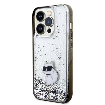 Etui na Apple iPhone 14 Pro, Karl Lagerfeld, Liquid Glitter Choupette, Przezroczyste