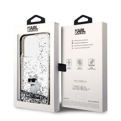 Etui na Apple iPhone 14 Pro, Karl Lagerfeld, Liquid Glitter Choupette, Przezroczyste