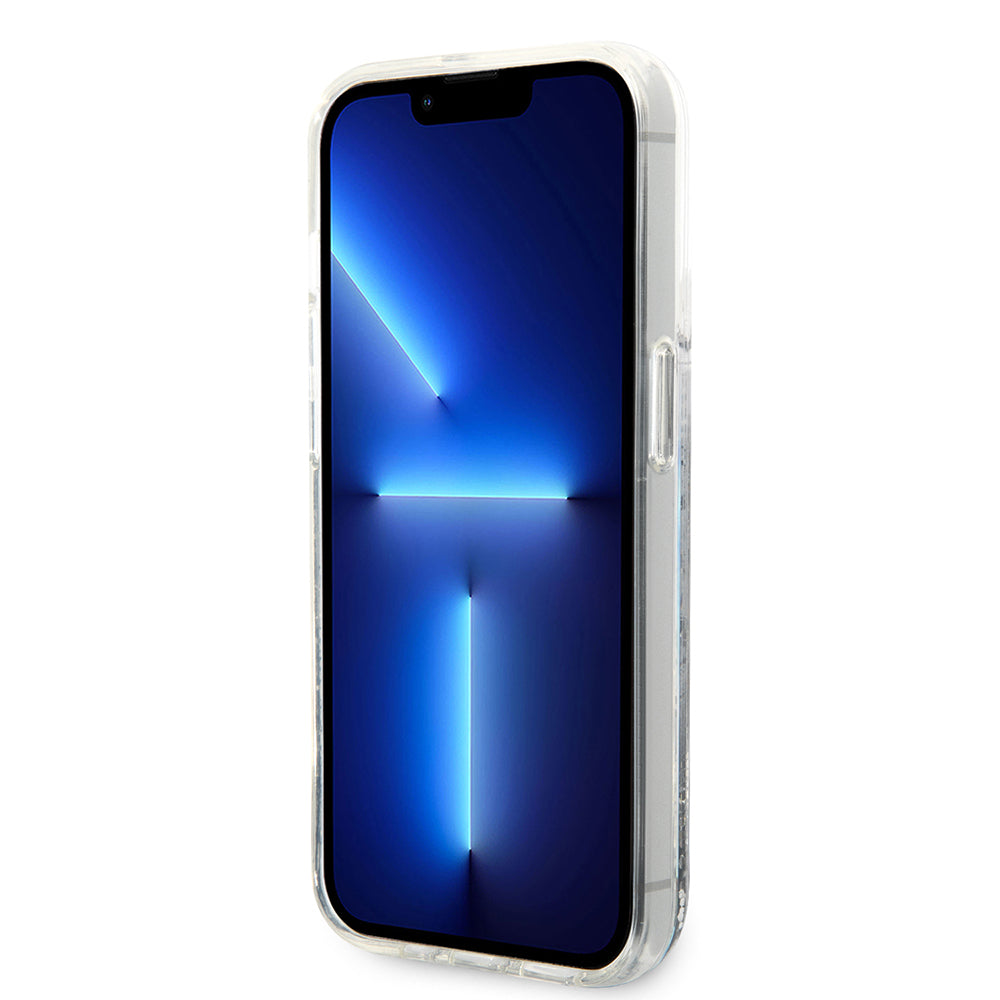 Etui na Apple iPhone 14 Pro, Karl Lagerfeld, Liquid Glitter RSG, Srebrne.