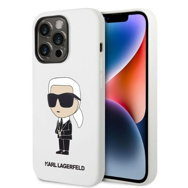 Etui na Apple iPhone 14 Pro, Karl Lagerfeld, Silicone Ikonik NFT, Białe