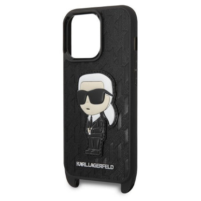 Etui na Apple iPhone 14 Pro, Karl Lagerfeld, Monogram Ikonik Karl, Czarne