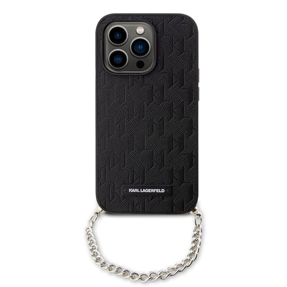 Etui na Apple iPhone 14 Pro, Karl Lagerfeld, Saffiano Monogram Chain, Czarne