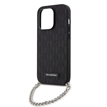 Etui na Apple iPhone 14 Pro, Karl Lagerfeld, Saffiano Monogram Chain, Czarne