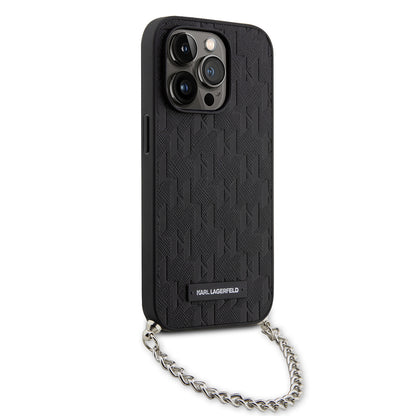 Etui na Apple iPhone 14 Pro, Karl Lagerfeld, Saffiano Monogram Chain, Czarne