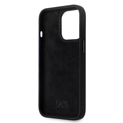 Etui na Apple iPhone 14 Pro, Karl Lagerfeld, Silicone Ikonik Karl Metal, Czarne