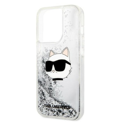 Etui na Apple iPhone 14 Pro Max, Karl Lagerfeld, Glitter Choupette's Head, Srebrne.
