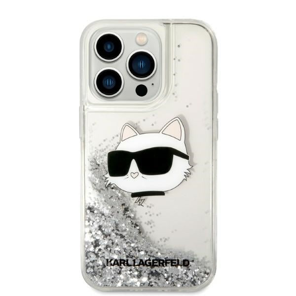 Etui na Apple iPhone 14 Pro Max, Karl Lagerfeld, Glitter Choupette's Head, Srebrne.