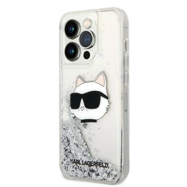 Etui na Apple iPhone 14 Pro Max, Karl Lagerfeld, Glitter Choupette's Head, Srebrne.