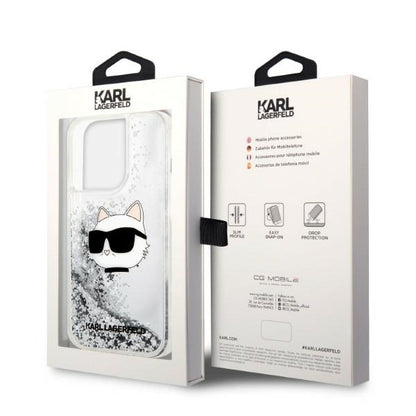 Etui na Apple iPhone 14 Pro Max, Karl Lagerfeld, Glitter Choupette's Head, Srebrne.