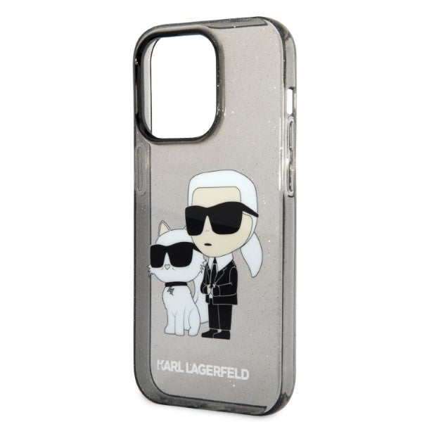 Etui na Apple iPhone 14 Pro Max, Karl Lagerfeld, Glitter Karl & Choupette, Czarne