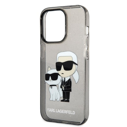 Etui na Apple iPhone 14 Pro Max, Karl Lagerfeld, Glitter Karl & Choupette, Czarne