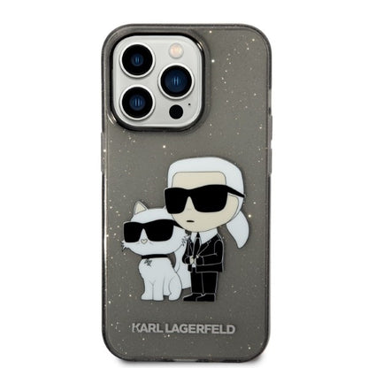Etui na Apple iPhone 14 Pro Max, Karl Lagerfeld, Glitter Karl & Choupette, Czarne