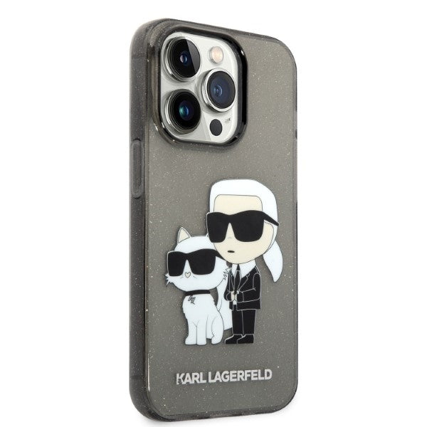 Etui na Apple iPhone 14 Pro Max, Karl Lagerfeld, Glitter Karl & Choupette, Czarne