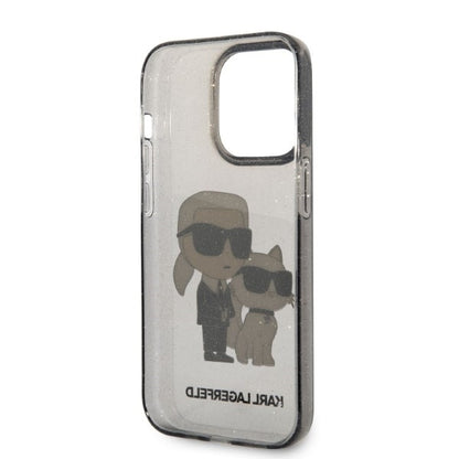 Etui na Apple iPhone 14 Pro Max, Karl Lagerfeld, Glitter Karl & Choupette, Czarne