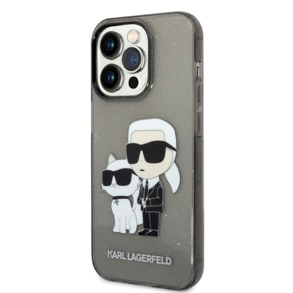 Etui na Apple iPhone 14 Pro Max, Karl Lagerfeld, Glitter Karl & Choupette, Czarne