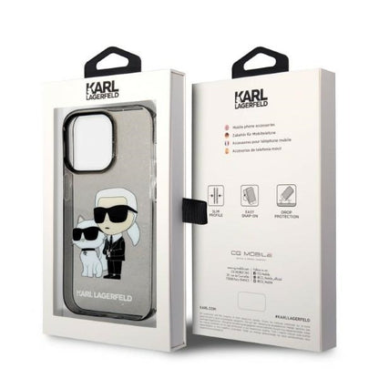 Etui na Apple iPhone 14 Pro Max, Karl Lagerfeld, Glitter Karl & Choupette, Czarne