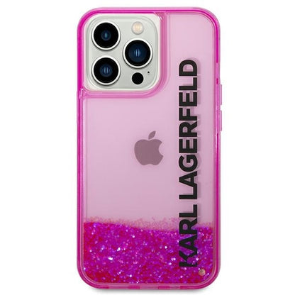 Etui na Apple iPhone 14 Pro Max, Karl Lagerfeld, Liquid Glitter KL Logo, Różowy