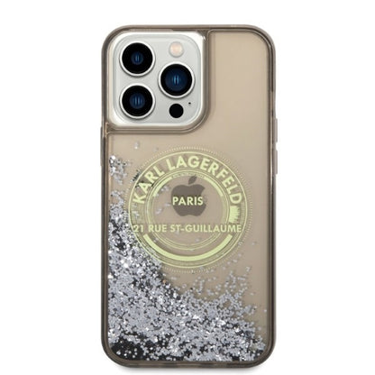 Etui na Apple iPhone 14 Pro Max, Karl Lagerfeld, Liquid Glitter RSG, Czarne