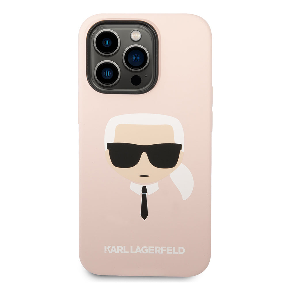 Etui na Apple iPhone 14 Pro Max, Karl Lagerfeld, Silicone Karl's Head, Różowy