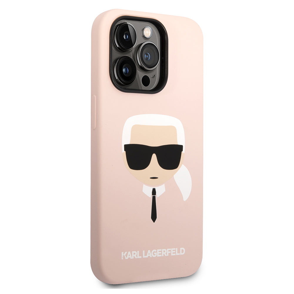 Etui na Apple iPhone 14 Pro Max, Karl Lagerfeld, Silicone Karl's Head, Różowy