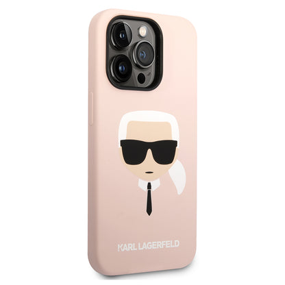 Etui na Apple iPhone 14 Pro Max, Karl Lagerfeld, Silicone Karl's Head, Różowy