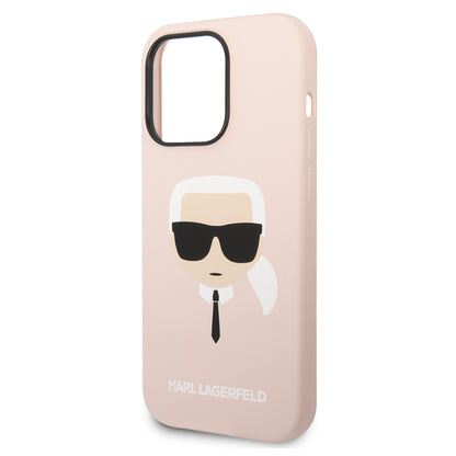 Etui na Apple iPhone 14 Pro Max, Karl Lagerfeld, Silicone Karl's Head, Różowy