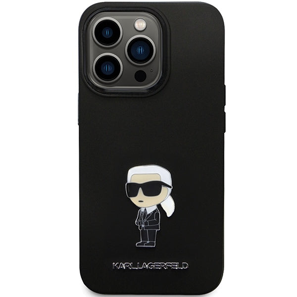 Case for Apple iPhone 14 Pro Max, Karl Lagerfeld, Silicone Ikonik Karl Metal, Black