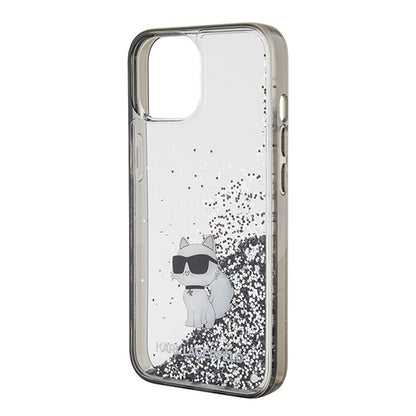 Etui na Apple iPhone 15 / 14 / 13, Karl Lagerfeld, Liquid Glitter Choupette, Przezroczyste