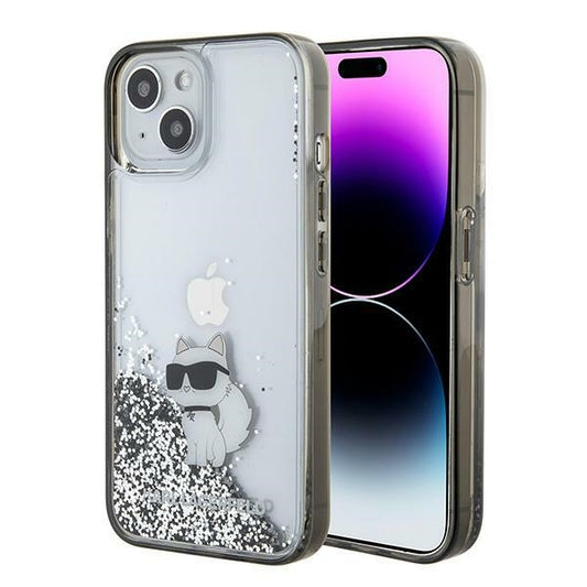 Etui na Apple iPhone 15 / 14 / 13, Karl Lagerfeld, Liquid Glitter Choupette, Przezroczyste